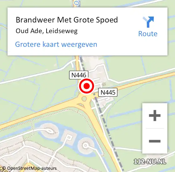 Locatie op kaart van de 112 melding: Brandweer Met Grote Spoed Naar Oud Ade, Leidseweg op 15 oktober 2013 16:57