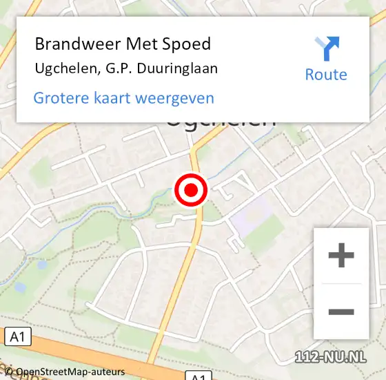 Locatie op kaart van de 112 melding: Brandweer Met Spoed Naar Ugchelen, G.P. Duuringlaan op 14 februari 2024 20:00