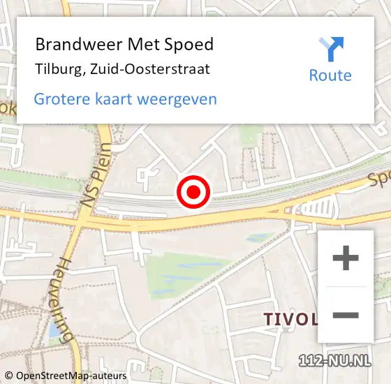 Locatie op kaart van de 112 melding: Brandweer Met Spoed Naar Tilburg, Zuid-Oosterstraat op 14 februari 2024 20:34