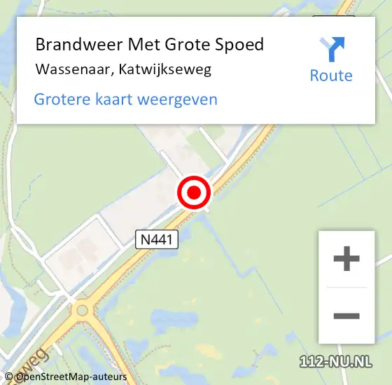 Locatie op kaart van de 112 melding: Brandweer Met Grote Spoed Naar Wassenaar, Katwijkseweg op 14 februari 2024 20:51
