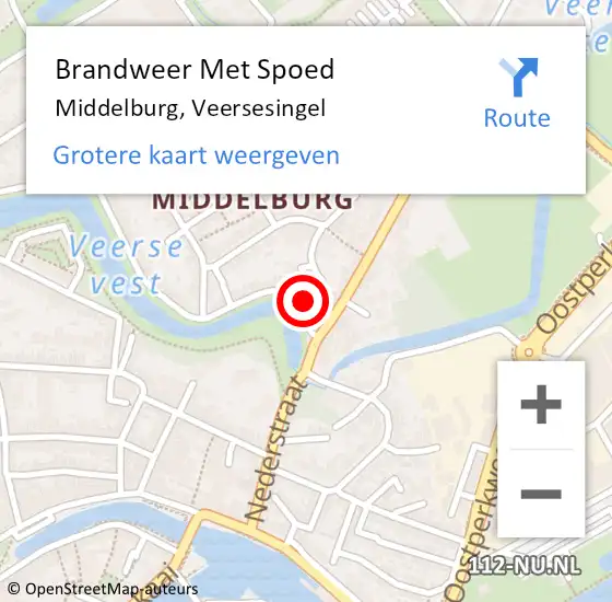 Locatie op kaart van de 112 melding: Brandweer Met Spoed Naar Middelburg, Veersesingel op 14 februari 2024 20:52