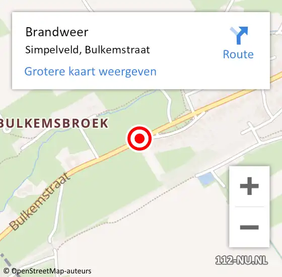 Locatie op kaart van de 112 melding: Brandweer Simpelveld, Bulkemstraat op 25 september 2014 22:01