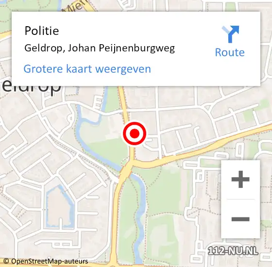 Locatie op kaart van de 112 melding: Politie Geldrop, Johan Peijnenburgweg op 14 februari 2024 21:15