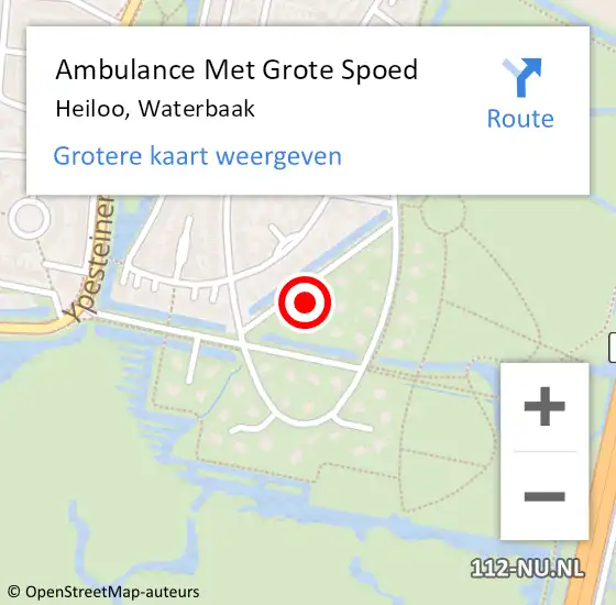 Locatie op kaart van de 112 melding: Ambulance Met Grote Spoed Naar Heiloo, Waterbaak op 14 februari 2024 21:15