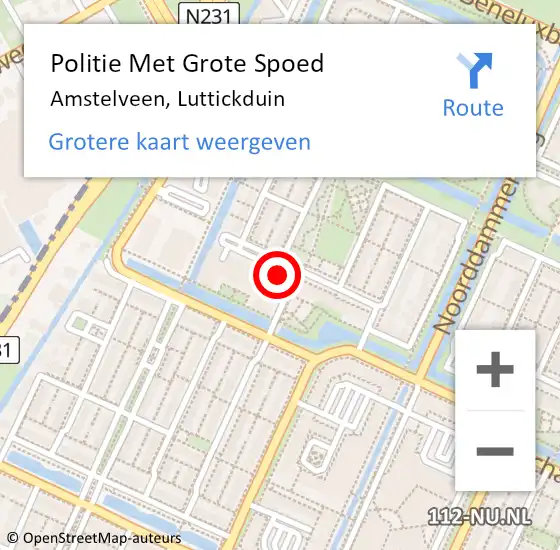 Locatie op kaart van de 112 melding: Politie Met Grote Spoed Naar Amstelveen, Luttickduin op 14 februari 2024 21:20