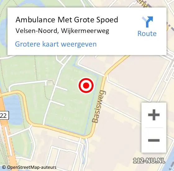 Locatie op kaart van de 112 melding: Ambulance Met Grote Spoed Naar Velsen-Noord, Wijkermeerweg op 14 februari 2024 21:21