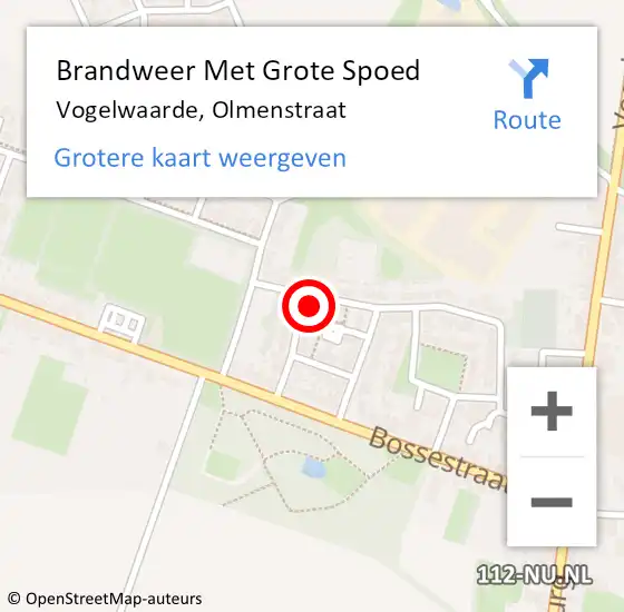 Locatie op kaart van de 112 melding: Brandweer Met Grote Spoed Naar Vogelwaarde, Olmenstraat op 25 september 2014 22:06