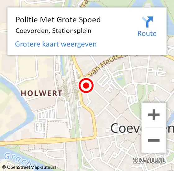 Locatie op kaart van de 112 melding: Politie Met Grote Spoed Naar Coevorden, Stationsplein op 14 februari 2024 21:45