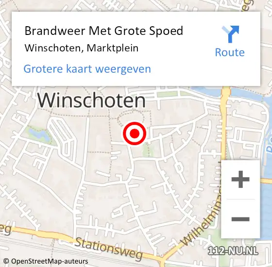 Locatie op kaart van de 112 melding: Brandweer Met Grote Spoed Naar Winschoten, Marktplein op 14 februari 2024 21:52