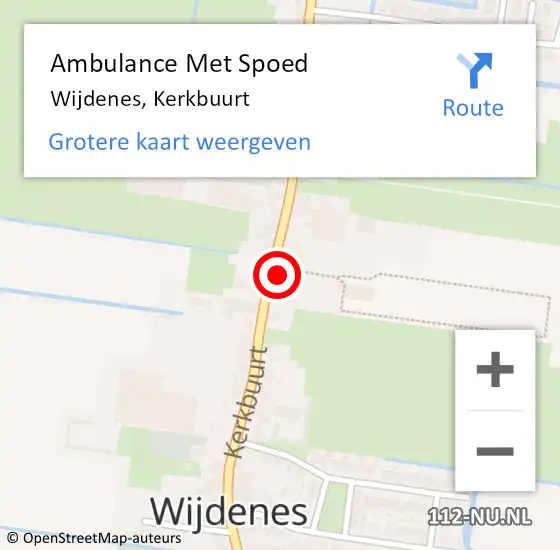 Locatie op kaart van de 112 melding: Ambulance Met Spoed Naar Wijdenes, Kerkbuurt op 14 februari 2024 22:05