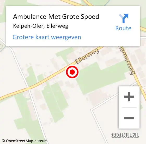 Locatie op kaart van de 112 melding: Ambulance Met Grote Spoed Naar Kelpen-Oler, Ellerweg op 14 februari 2024 23:09