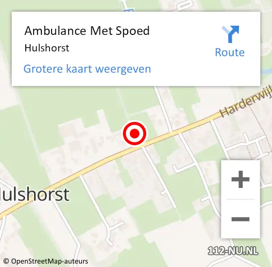 Locatie op kaart van de 112 melding: Ambulance Met Spoed Naar Hulshorst op 15 februari 2024 00:28
