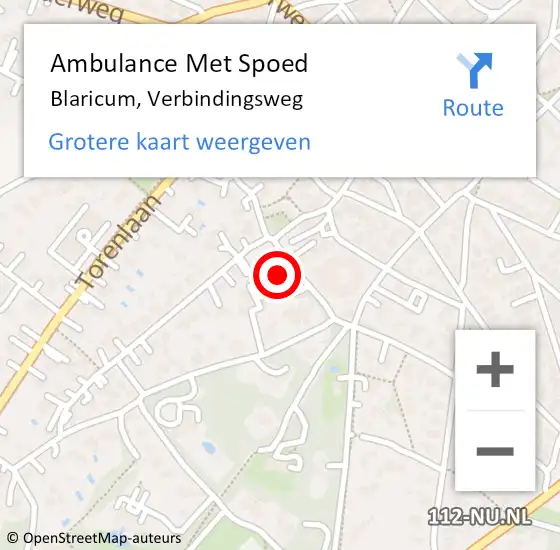 Locatie op kaart van de 112 melding: Ambulance Met Spoed Naar Blaricum, Verbindingsweg op 25 september 2014 22:34