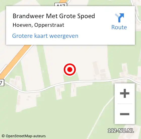 Locatie op kaart van de 112 melding: Brandweer Met Grote Spoed Naar Hoeven, Opperstraat op 15 februari 2024 01:45