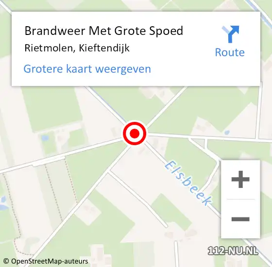 Locatie op kaart van de 112 melding: Brandweer Met Grote Spoed Naar Rietmolen, Kieftendijk op 25 september 2014 22:50