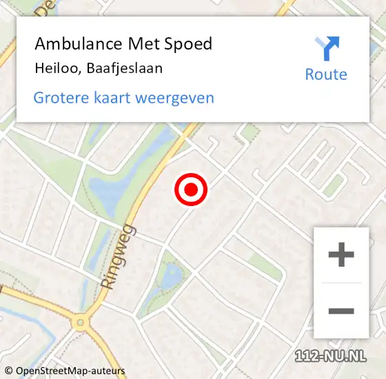 Locatie op kaart van de 112 melding: Ambulance Met Spoed Naar Heiloo, Baafjeslaan op 15 februari 2024 04:30