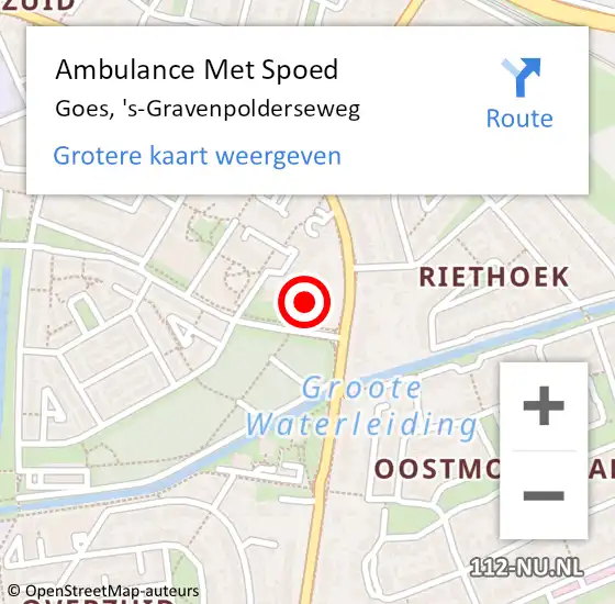 Locatie op kaart van de 112 melding: Ambulance Met Spoed Naar Goes, 's-Gravenpolderseweg op 15 februari 2024 05:35