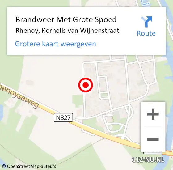 Locatie op kaart van de 112 melding: Brandweer Met Grote Spoed Naar Rhenoy, Kornelis van Wijnenstraat op 15 februari 2024 06:45