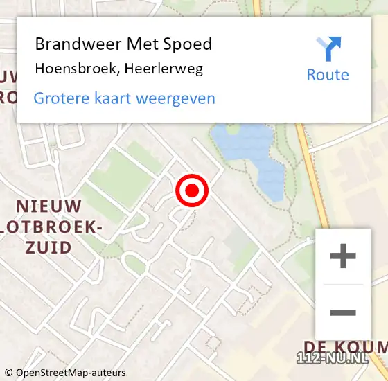 Locatie op kaart van de 112 melding: Brandweer Met Spoed Naar Hoensbroek, Heerlerweg op 15 februari 2024 07:10