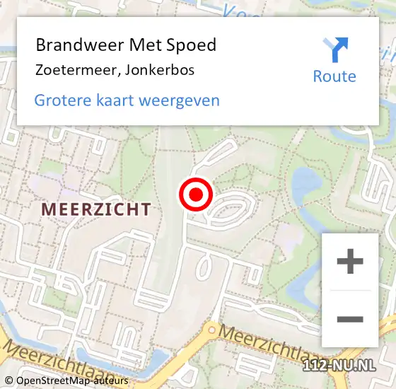 Locatie op kaart van de 112 melding: Brandweer Met Spoed Naar Zoetermeer, Jonkerbos op 15 februari 2024 07:23