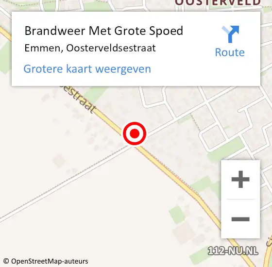 Locatie op kaart van de 112 melding: Brandweer Met Grote Spoed Naar Emmen, Oosterveldsestraat op 15 februari 2024 07:27