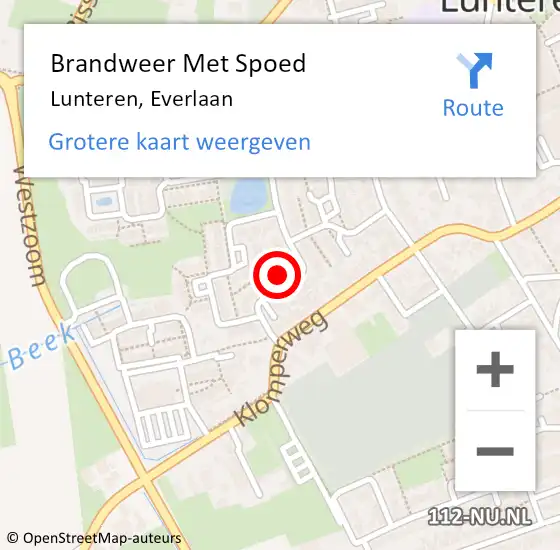 Locatie op kaart van de 112 melding: Brandweer Met Spoed Naar Lunteren, Everlaan op 15 februari 2024 07:48