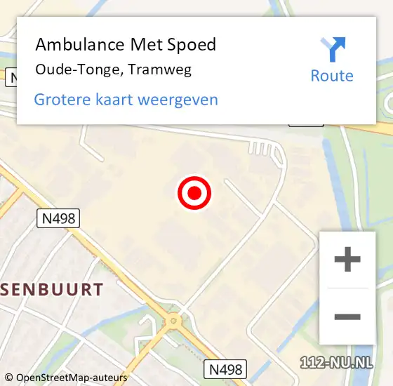 Locatie op kaart van de 112 melding: Ambulance Met Spoed Naar Oude-Tonge, Tramweg op 15 februari 2024 08:26