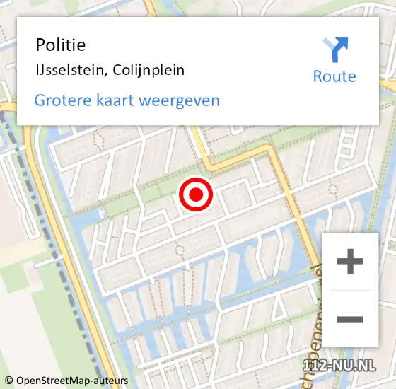 Locatie op kaart van de 112 melding: Politie IJsselstein, Colijnplein op 15 februari 2024 08:33