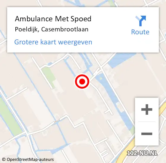 Locatie op kaart van de 112 melding: Ambulance Met Spoed Naar Poeldijk, Casembrootlaan op 15 februari 2024 08:34