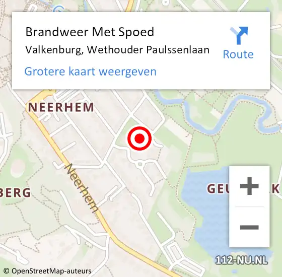 Locatie op kaart van de 112 melding: Brandweer Met Spoed Naar Valkenburg, Wethouder Paulssenlaan op 15 februari 2024 08:35