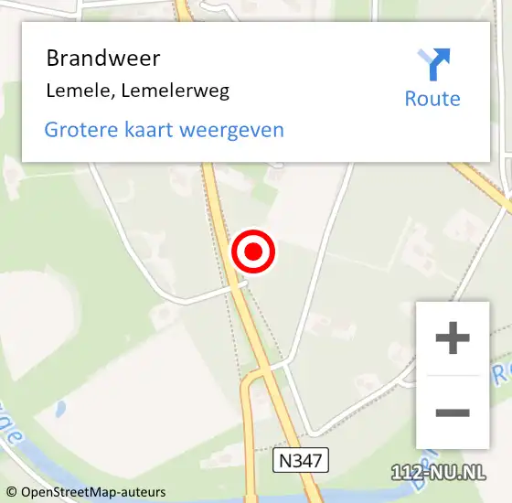 Locatie op kaart van de 112 melding: Brandweer Lemele, Lemelerweg op 15 februari 2024 08:41