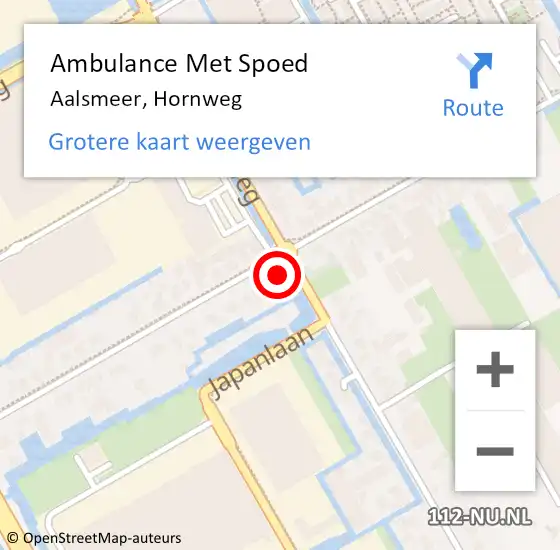 Locatie op kaart van de 112 melding: Ambulance Met Spoed Naar Aalsmeer, Hornweg op 15 februari 2024 08:46