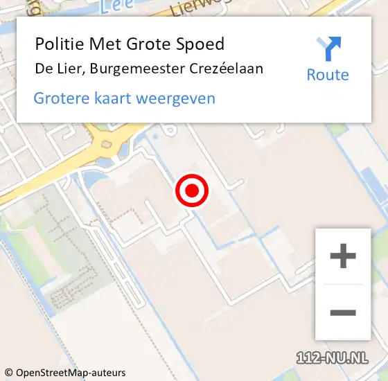 Locatie op kaart van de 112 melding: Politie Met Grote Spoed Naar De Lier, Burgemeester Crezéelaan op 15 februari 2024 09:01