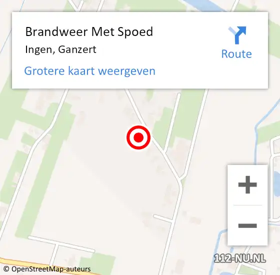 Locatie op kaart van de 112 melding: Brandweer Met Spoed Naar Ingen, Ganzert op 15 februari 2024 09:08