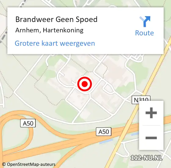 Locatie op kaart van de 112 melding: Brandweer Geen Spoed Naar Arnhem, Hartenkoning op 15 februari 2024 09:19