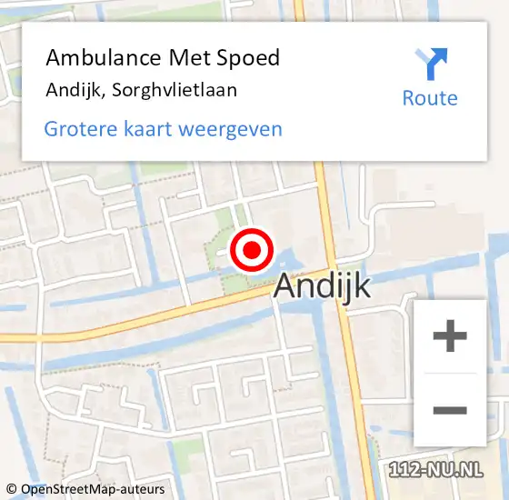Locatie op kaart van de 112 melding: Ambulance Met Spoed Naar Andijk, Sorghvlietlaan op 15 februari 2024 09:35