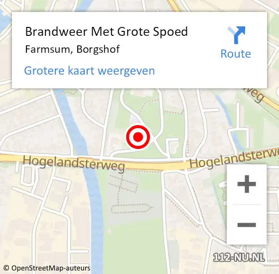 Locatie op kaart van de 112 melding: Brandweer Met Grote Spoed Naar Farmsum, Borgshof op 15 februari 2024 09:48