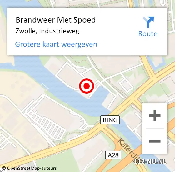 Locatie op kaart van de 112 melding: Brandweer Met Spoed Naar Zwolle, Industrieweg op 15 februari 2024 09:56