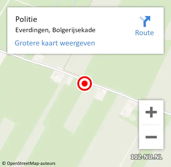 Locatie op kaart van de 112 melding: Politie Everdingen, Bolgerijsekade op 15 februari 2024 10:08