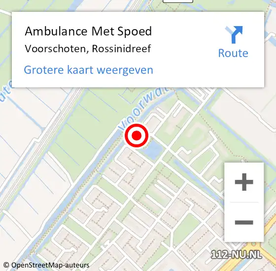 Locatie op kaart van de 112 melding: Ambulance Met Spoed Naar Voorschoten, Rossinidreef op 15 februari 2024 10:16