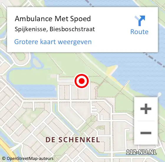 Locatie op kaart van de 112 melding: Ambulance Met Spoed Naar Spijkenisse, Biesboschstraat op 15 februari 2024 10:38