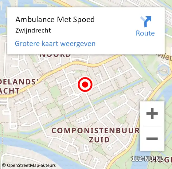 Locatie op kaart van de 112 melding: Ambulance Met Spoed Naar Zwijndrecht op 15 februari 2024 10:41