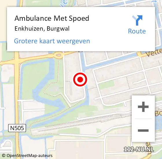 Locatie op kaart van de 112 melding: Ambulance Met Spoed Naar Enkhuizen, Burgwal op 15 februari 2024 10:42