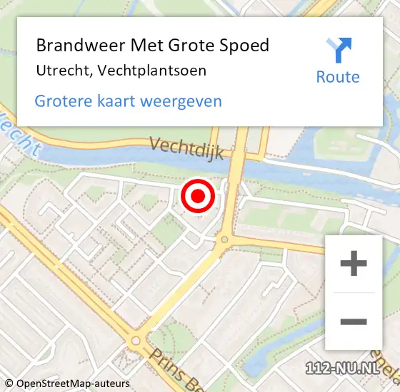 Locatie op kaart van de 112 melding: Brandweer Met Grote Spoed Naar Utrecht, Vechtplantsoen op 15 februari 2024 10:51