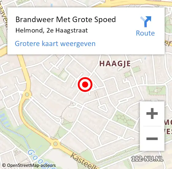 Locatie op kaart van de 112 melding: Brandweer Met Grote Spoed Naar Helmond, 2e Haagstraat op 15 februari 2024 11:17