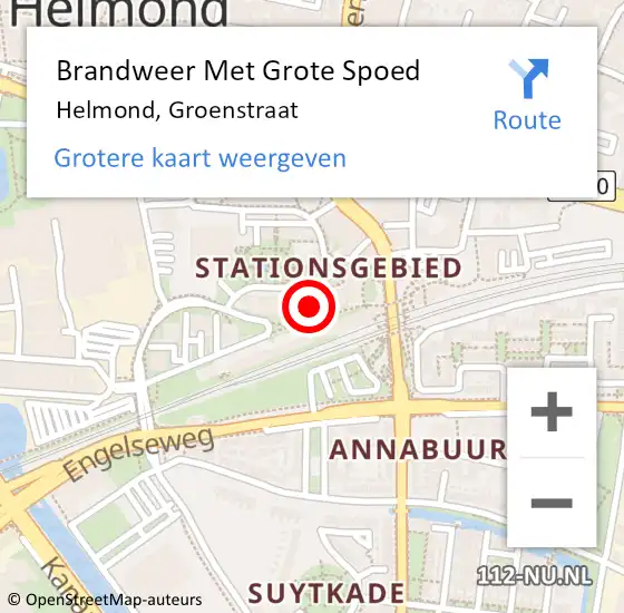 Locatie op kaart van de 112 melding: Brandweer Met Grote Spoed Naar Helmond, Groenstraat op 15 februari 2024 11:29