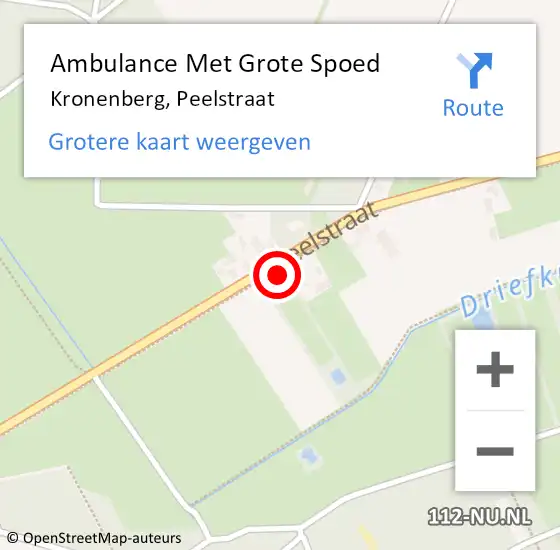 Locatie op kaart van de 112 melding: Ambulance Met Grote Spoed Naar Kronenberg, Peelstraat op 25 september 2014 23:45