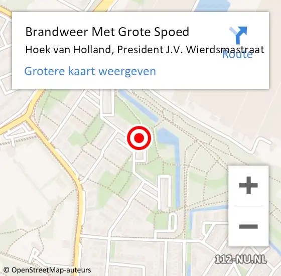 Locatie op kaart van de 112 melding: Brandweer Met Grote Spoed Naar Hoek van Holland, President J.V. Wierdsmastraat op 15 februari 2024 11:30