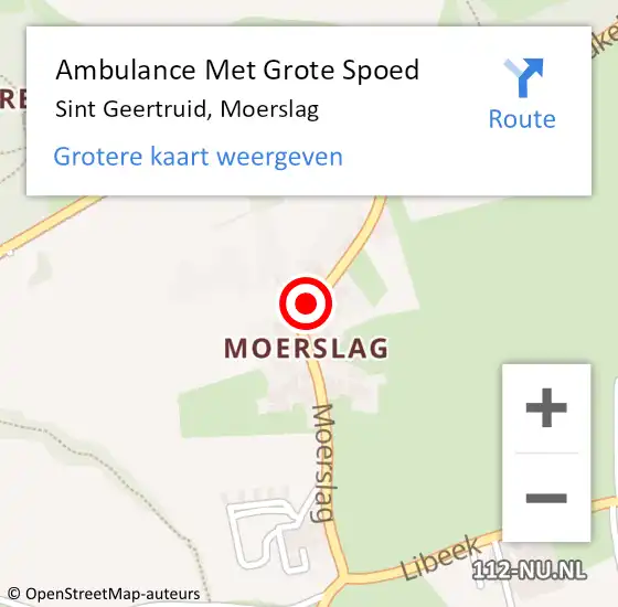 Locatie op kaart van de 112 melding: Ambulance Met Grote Spoed Naar Sint Geertruid, Moerslag op 25 september 2014 23:46
