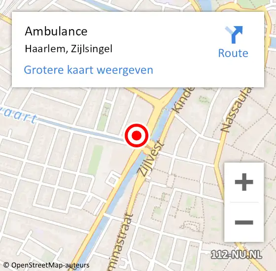 Locatie op kaart van de 112 melding: Ambulance Haarlem, Zijlsingel op 15 februari 2024 12:09